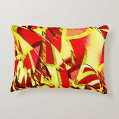 赤い霧雨の画像に黄色の縞がある アクセントクッション (裏面)
