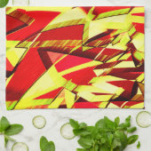 赤い霧雨の画像に黄色の縞がある キッチンタオル (折り畳み)