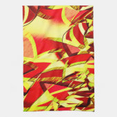 赤い霧雨の画像に黄色の縞がある キッチンタオル (縦)