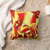 赤い霧雨の画像に黄色の縞がある クッション (ブランケット)