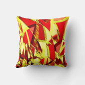赤い霧雨の画像に黄色の縞がある クッション (裏面)