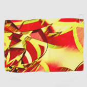 赤い霧雨の画像に黄色の縞がある ゴルフタオル (横)