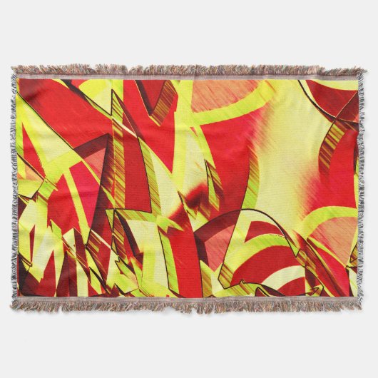 赤い霧雨の画像に黄色の縞がある スローブランケット (正面)