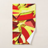 赤い霧雨の画像に黄色の縞がある バスタオルセット (ハンドタオル)