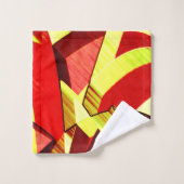 赤い霧雨の画像に黄色の縞がある バスタオルセット (ウォッシュタオル)