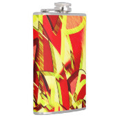 赤い霧雨の画像に黄色の縞がある フラスク (右)