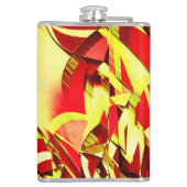 赤い霧雨の画像に黄色の縞がある フラスク (裏面)