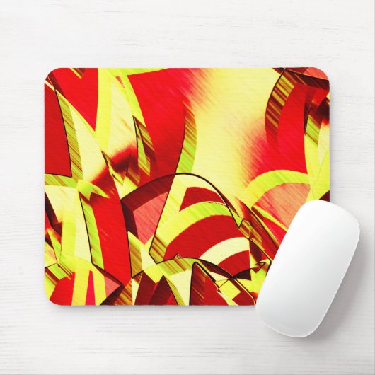 赤い霧雨の画像に黄色の縞がある マウスパッド (マウス)