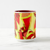 赤い霧雨の画像に黄色の縞がある マグカップ (中央)