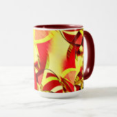 赤い霧雨の画像に黄色の縞がある マグカップ (正面右)