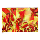 赤い霧雨の画像に黄色の縞がある 枕カバー (正面右)