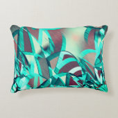 赤い霧雨の画像の上に青またはシアンのストリーク アクセントクッション (正面)