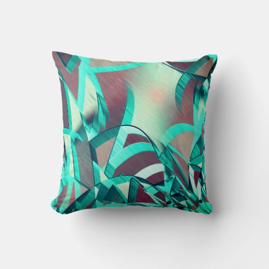 赤い霧雨の画像の上に青またはシアンのストリーク クッション (正面)