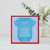 赤い青いクジラの赤ちゃんシャワー 招待状 (スタンド正面)