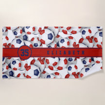 赤い青いサッカーボールのパタパーソナライズされたーン名