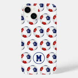赤い青いサッカーボールスポーツパターン Case-Mate iPhone 14ケース