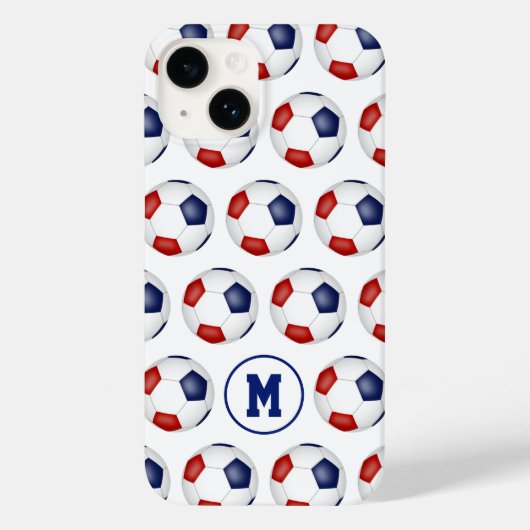 赤い青いサッカーボールスポーツパターン Case-Mate iPhoneケース (裏面)