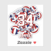 赤い青いスポーツチームカラーバレーボールキッズ シール (シート)