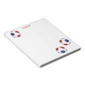 赤い青いチームがサッカーボールを色パーソナライズされた付け ノートパッド (アングル)