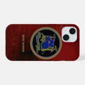 赤い青いドラム iPhone 15ケース (裏面横)