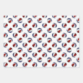 赤い青いバスケットボールを調整する3セット ラッピングペーパーシート (正面3)