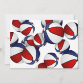 赤い青いバスケット女の子の男の子の誕生日パーティー 招待状 (裏面)