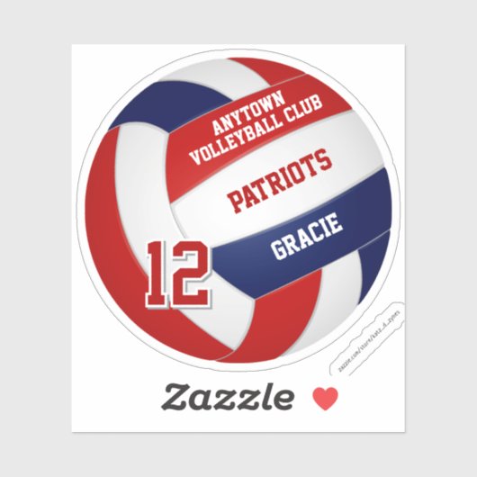 赤い青いバレーボールのチームカラーキッズジャージーナンバー シール (シート)