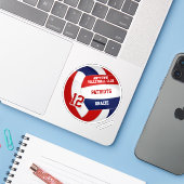 赤い青いバレーボールのチームカラーキッズジャージーナンバー シール (ノートパソコンとiPhone)