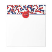 赤い青いバレーボールのパターンのアクセント ノートパッド (正面)