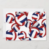 赤い青いバレーボール女の子の男の子の誕生日パーティー 招待状 (裏面)