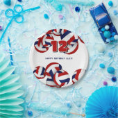 赤い青いバレーボール少年少女の誕生日パーティー ペーパープレート (パーティー)