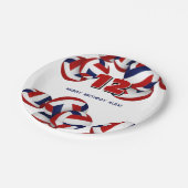 赤い青いバレーボール少年少女の誕生日パーティー ペーパープレート (アングル)