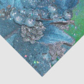 赤い青いポインセチア、クリスマスが緑の輝きを放つ 薄葉紙 (詳細)