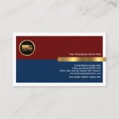 赤い青い層白い縁ど金ゴールド線トラック 名刺 (裏面)