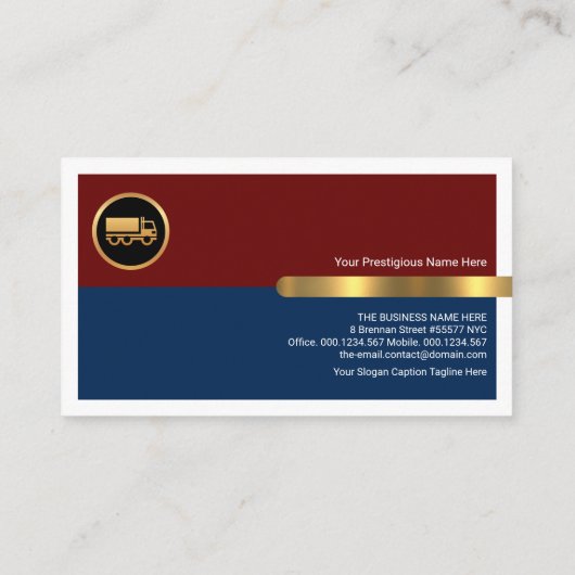 赤い青い層白い縁ど金ゴールド線トラック 名刺 (裏面)