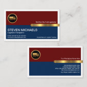 赤い青い層白い縁ど金ゴールド線トラック 名刺 (正面/裏面)