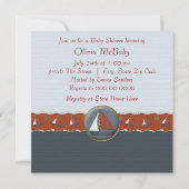 赤い青い帆船の赤ちゃんシャワー 招待状 (裏面)