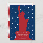 赤い青い星々7月4日自由の女神パーティー 招待状 (正面/裏面)