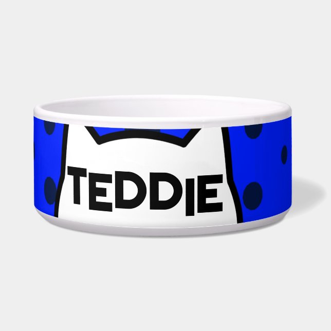 赤い青い猫の耳 ボウル (正面)