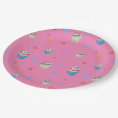 赤い青い白い愛国的なバースデーカップケーキパーティー ペーパープレート (アングル)