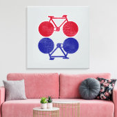 赤い青い自転車でサイクリングを鏡にした キャンバスプリント (インサイチュ (リビング))