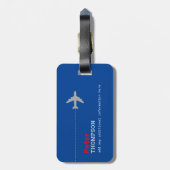 赤い青い飛行機の荷物タグ名 ラゲッジタグ (裏面縦)