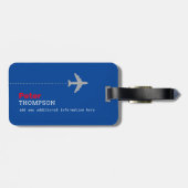 赤い青い飛行機の荷物タグ名 ラゲッジタグ (裏面横)