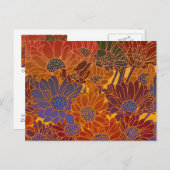 赤い青とオレンジの花 ポストカード (正面/裏面)
