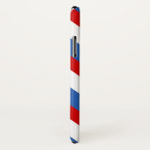 赤い青と白のストライプモノグラム Case-Mate iPhoneケース (裏面/右)