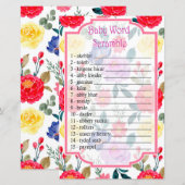 赤い青と紫の花のベビー単語スクランブルゲーム (正面/裏面)