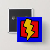 赤い青と黄色の稲妻ボルト 缶バッジ (正面&裏面)