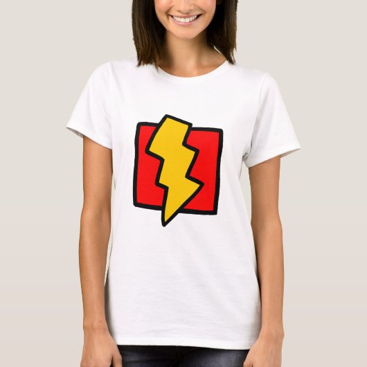 赤い青と黄色の稲妻ボルト Tシャツ (正面)