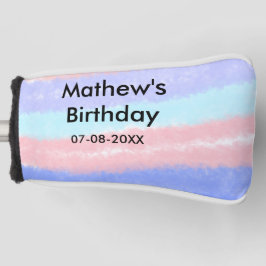 赤い青のアメリカ人の男の子の誕生日の追加の名前の日付 ゴルフヘッドカバー
