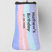 赤い青のアメリカ人の男の子の誕生日の追加の名前の日付 ゴルフヘッドカバー (回転90)